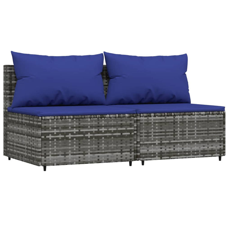 3-delige Loungeset met kussens poly rattan grijs MeubelReus