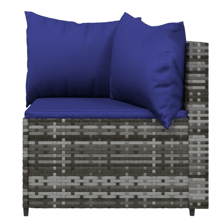 3-delige Loungeset met kussens poly rattan grijs MeubelReus