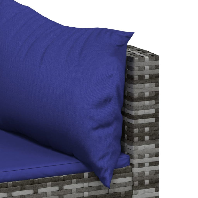 3-delige Loungeset met kussens poly rattan grijs MeubelReus