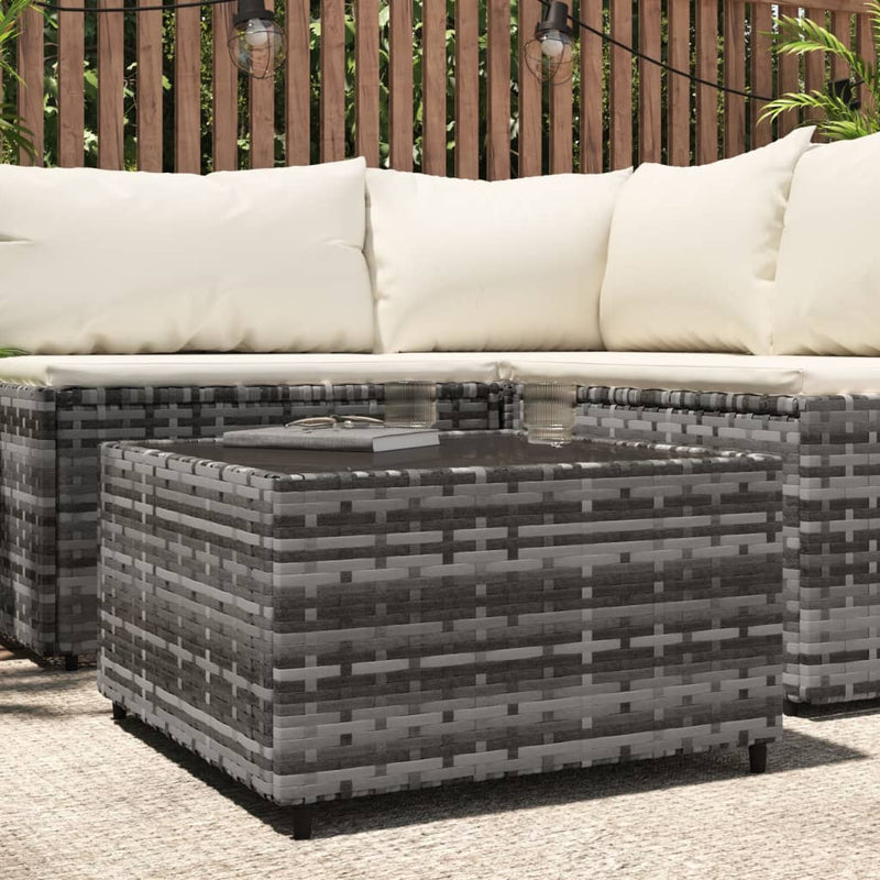 Salontafel tuin vierkant 50x50x30 cm poly rattan grijs MeubelReus