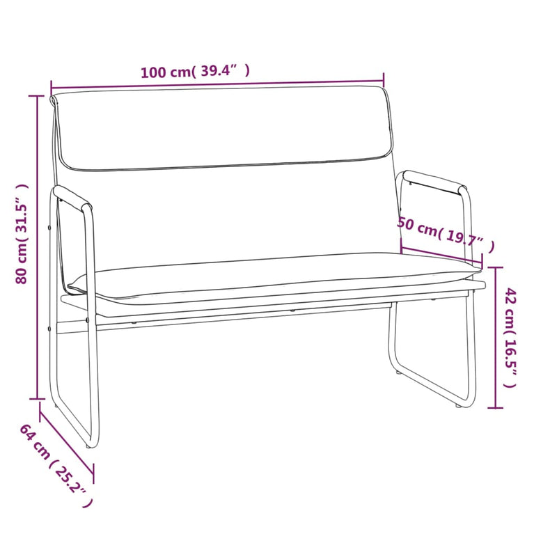 Bankje 100x64x80 cm kunstleer crèmekleurig MeubelReus