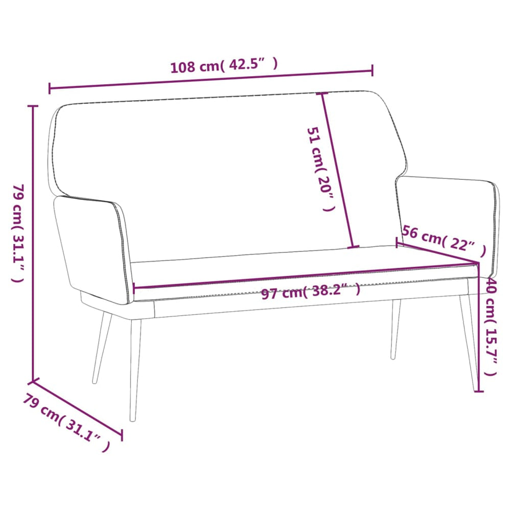 Bankje 108x79x79 cm fluweel donkergrijs MeubelReus