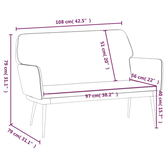 Bankje 108x79x79 cm fluweel donkergrijs MeubelReus
