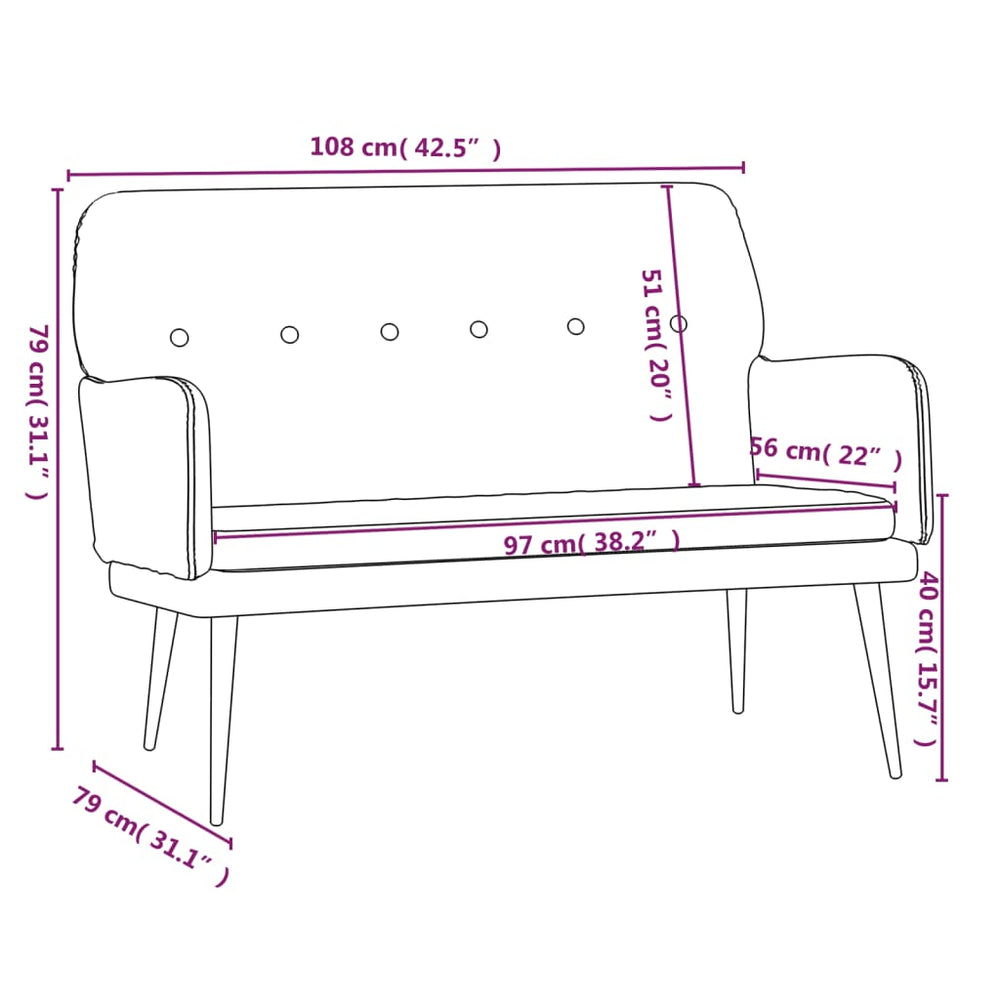 Bankje 108x79x79 cm fluweel lichtgrijs MeubelReus