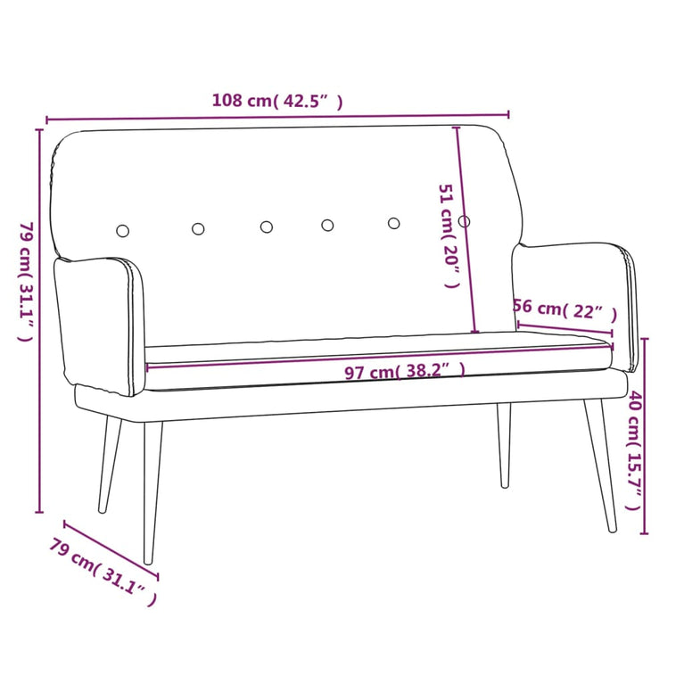 Bankje 108x79x79 cm fluweel donkergrijs MeubelReus