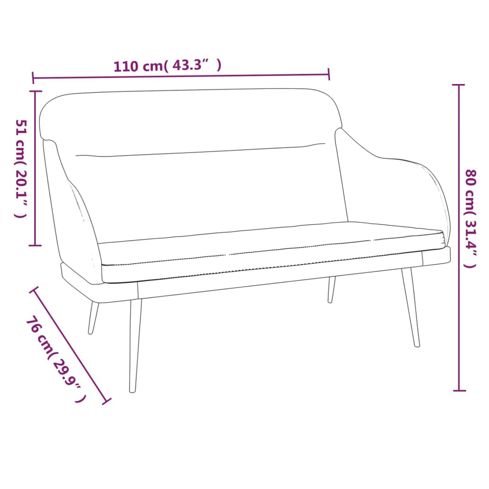 Bankje 110x76x80 cm fluweel lichtgrijs MeubelReus