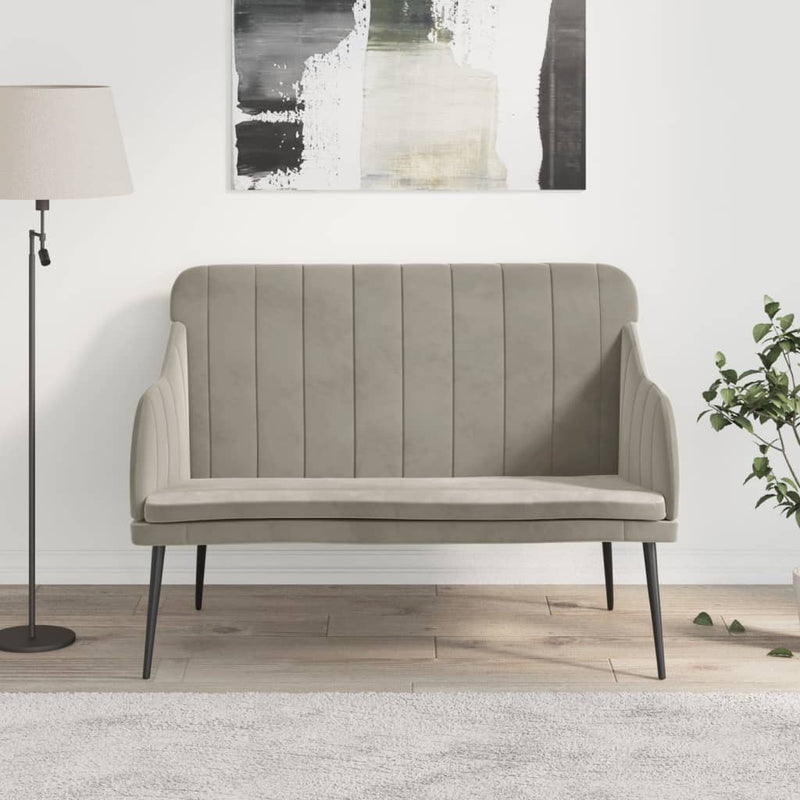 Bankje 110x76x80 cm fluweel lichtgrijs MeubelReus