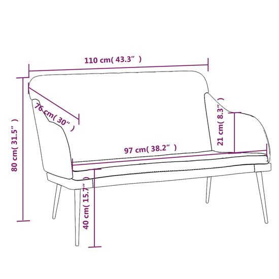 Bankje 110x76x80 cm fluweel donkergrijs MeubelReus