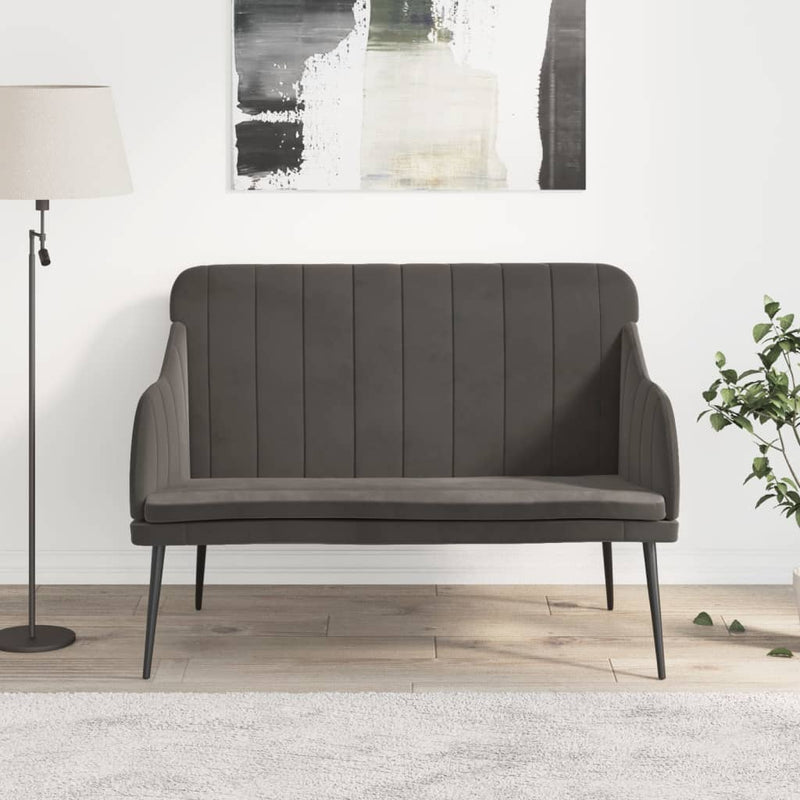 Bankje 110x76x80 cm fluweel donkergrijs MeubelReus