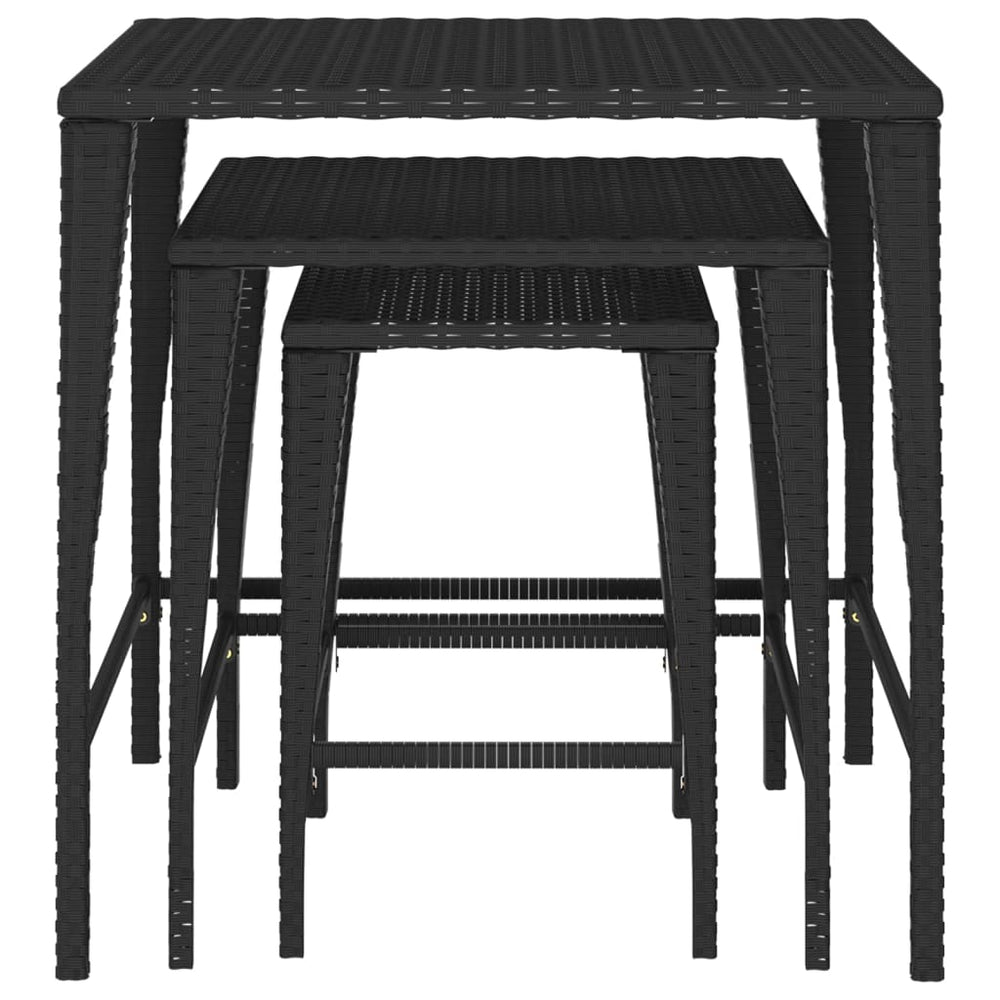 Tafeltjesset 3 st poly rattan zwart MeubelReus
