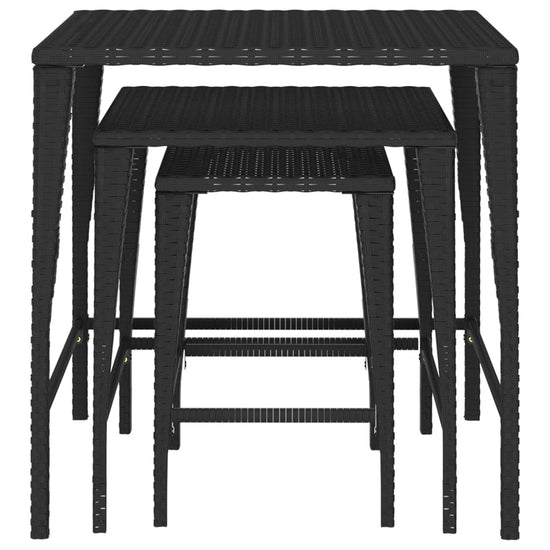 Tafeltjesset 3 st poly rattan zwart MeubelReus