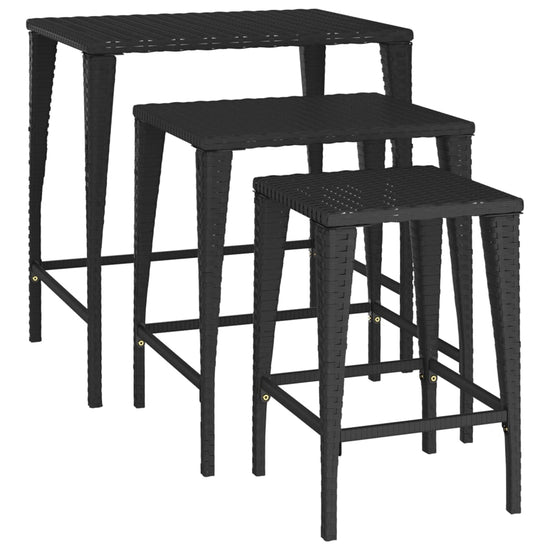 Tafeltjesset 3 st poly rattan zwart MeubelReus