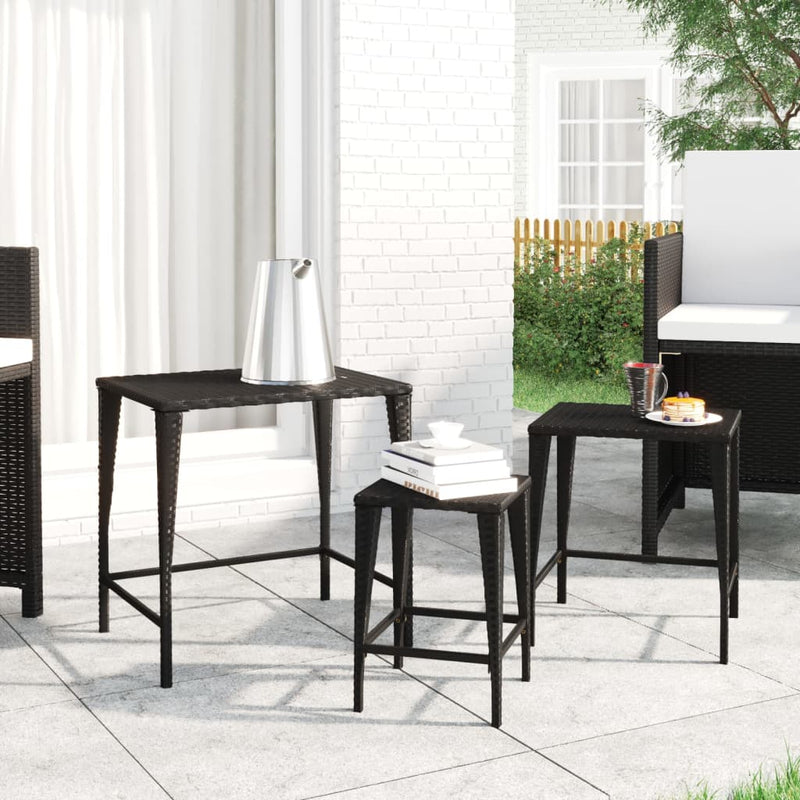 Tafeltjesset 3 st poly rattan zwart MeubelReus