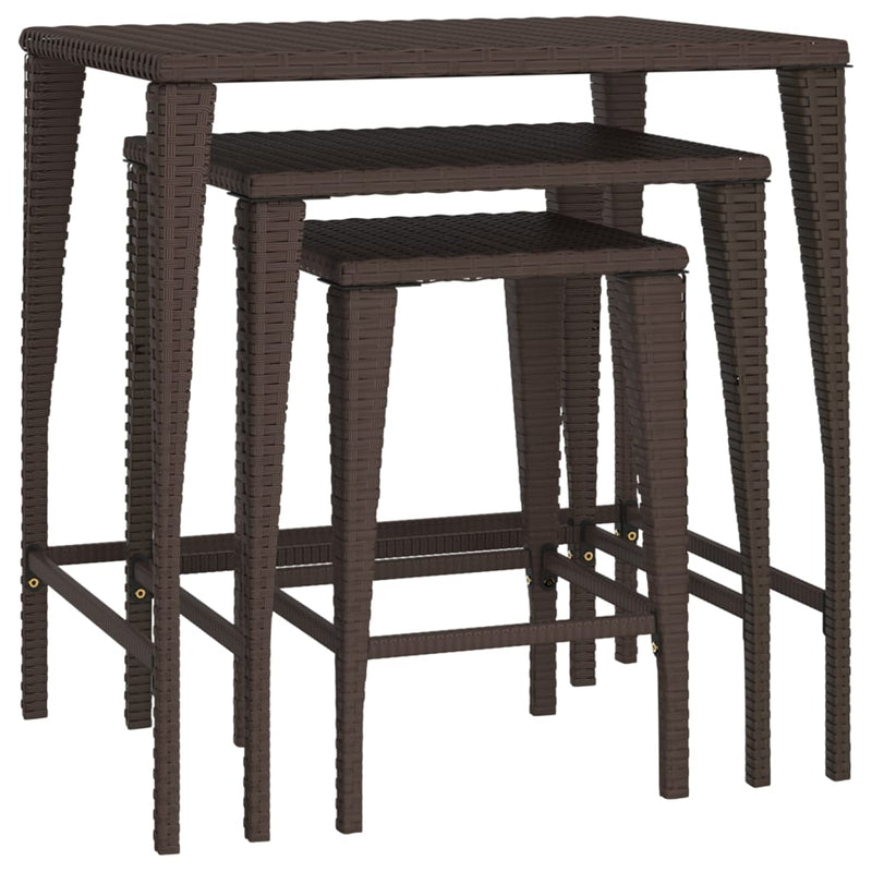 Tafeltjesset 3 st poly rattan bruin MeubelReus