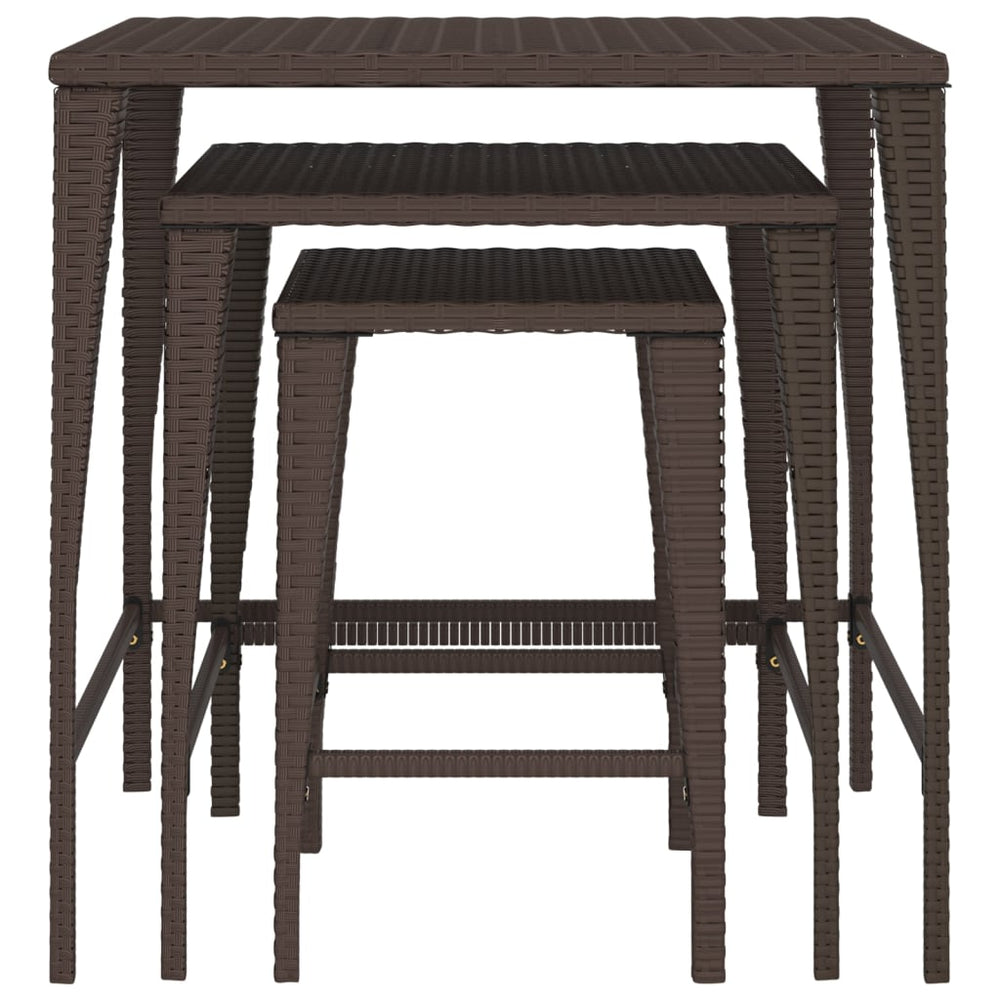 Tafeltjesset 3 st poly rattan bruin MeubelReus