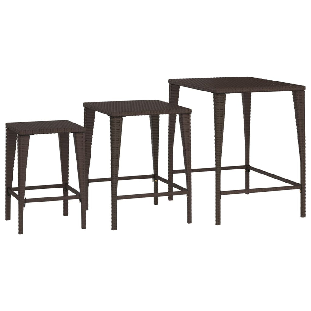 Tafeltjesset 3 st poly rattan bruin MeubelReus
