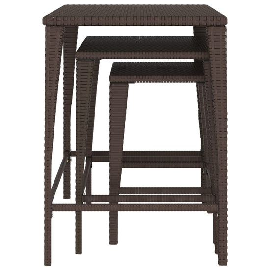 Tafeltjesset 3 st poly rattan bruin MeubelReus