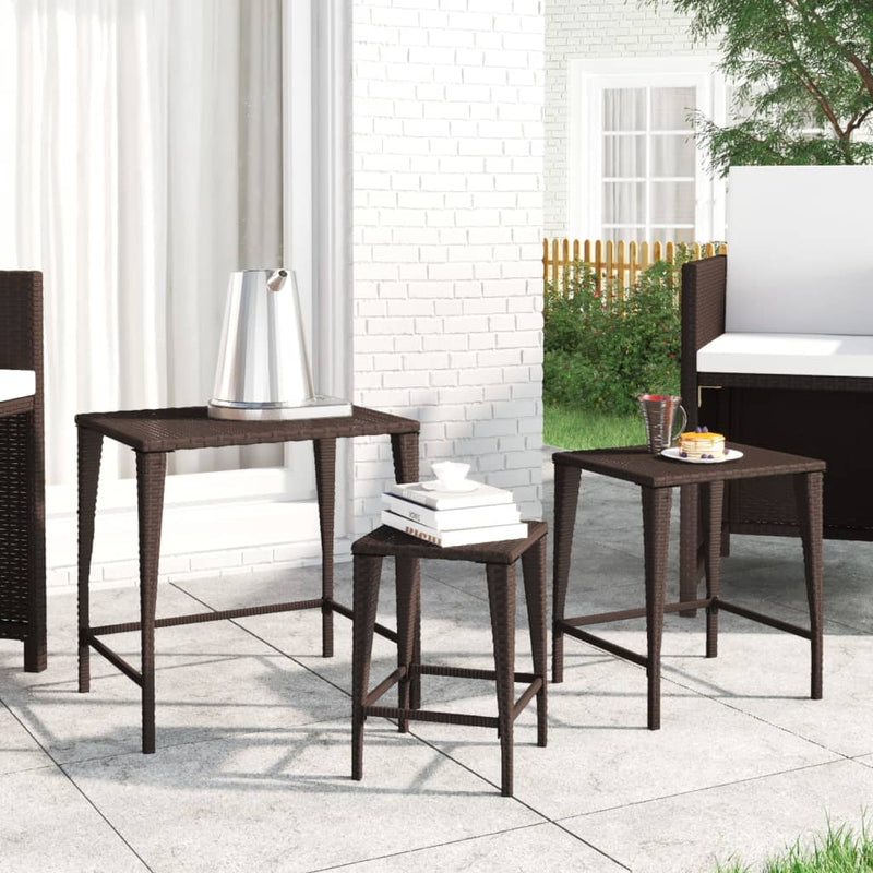 Tafeltjesset 3 st poly rattan bruin MeubelReus