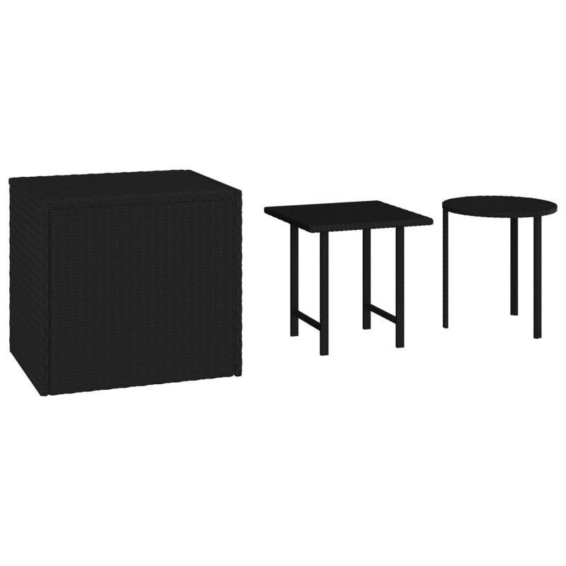 Bijzettafels 3 st poly rattan zwart MeubelReus