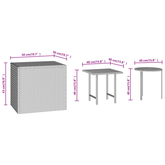 Bijzettafels 3 st poly rattan zwart MeubelReus