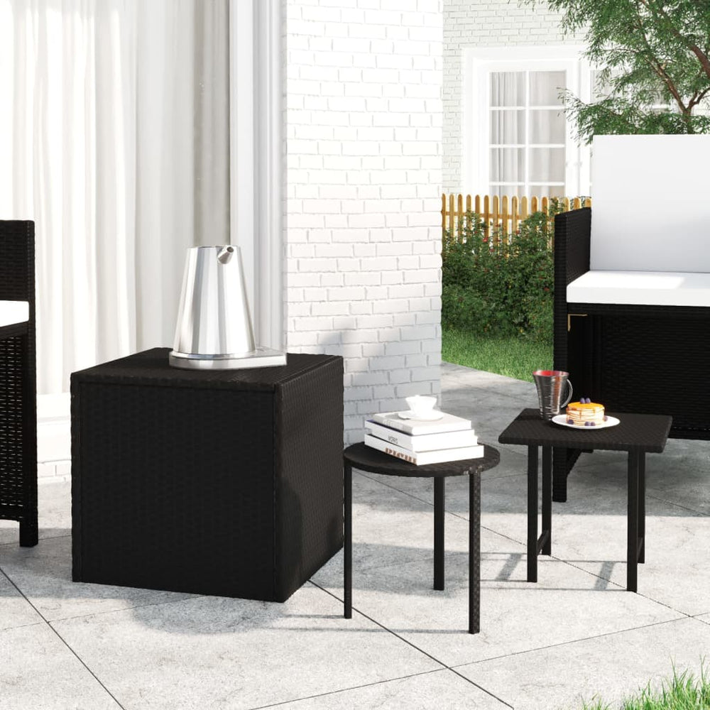 Bijzettafels 3 st poly rattan zwart MeubelReus