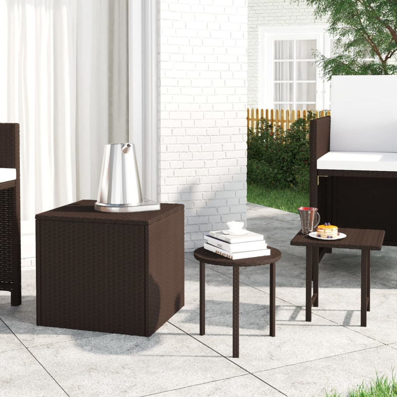 Bijzettafels 3 st poly rattan bruin MeubelReus