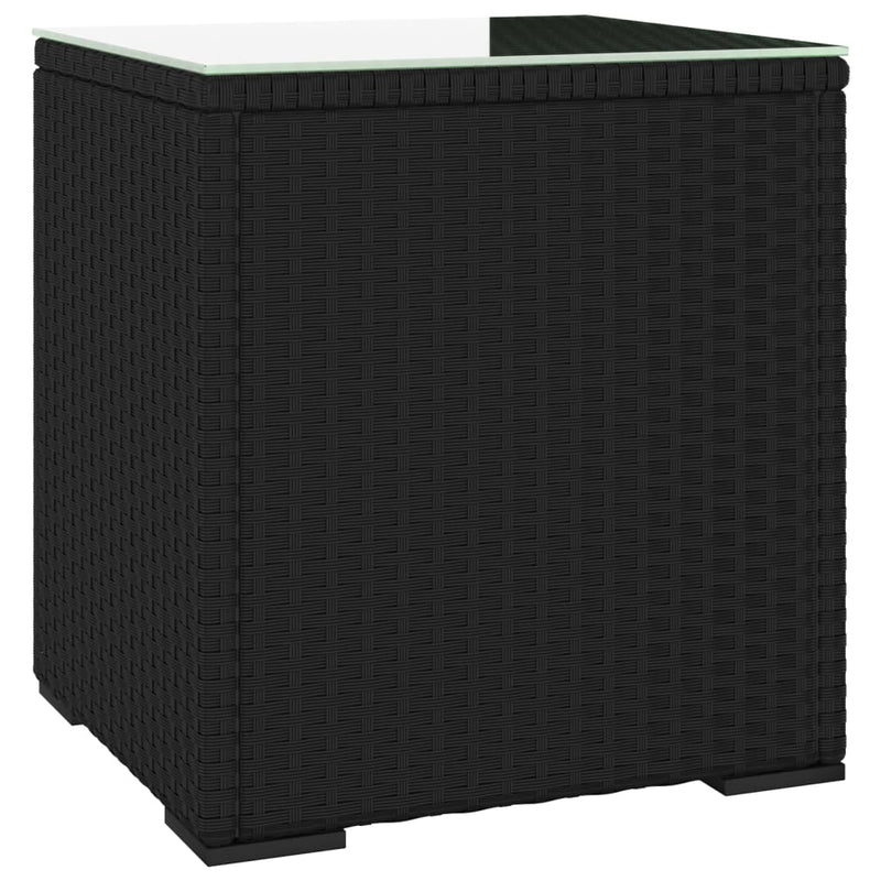Bijzettafel 40x37x40,5 cm poly rattan en gehard glas zwart MeubelReus