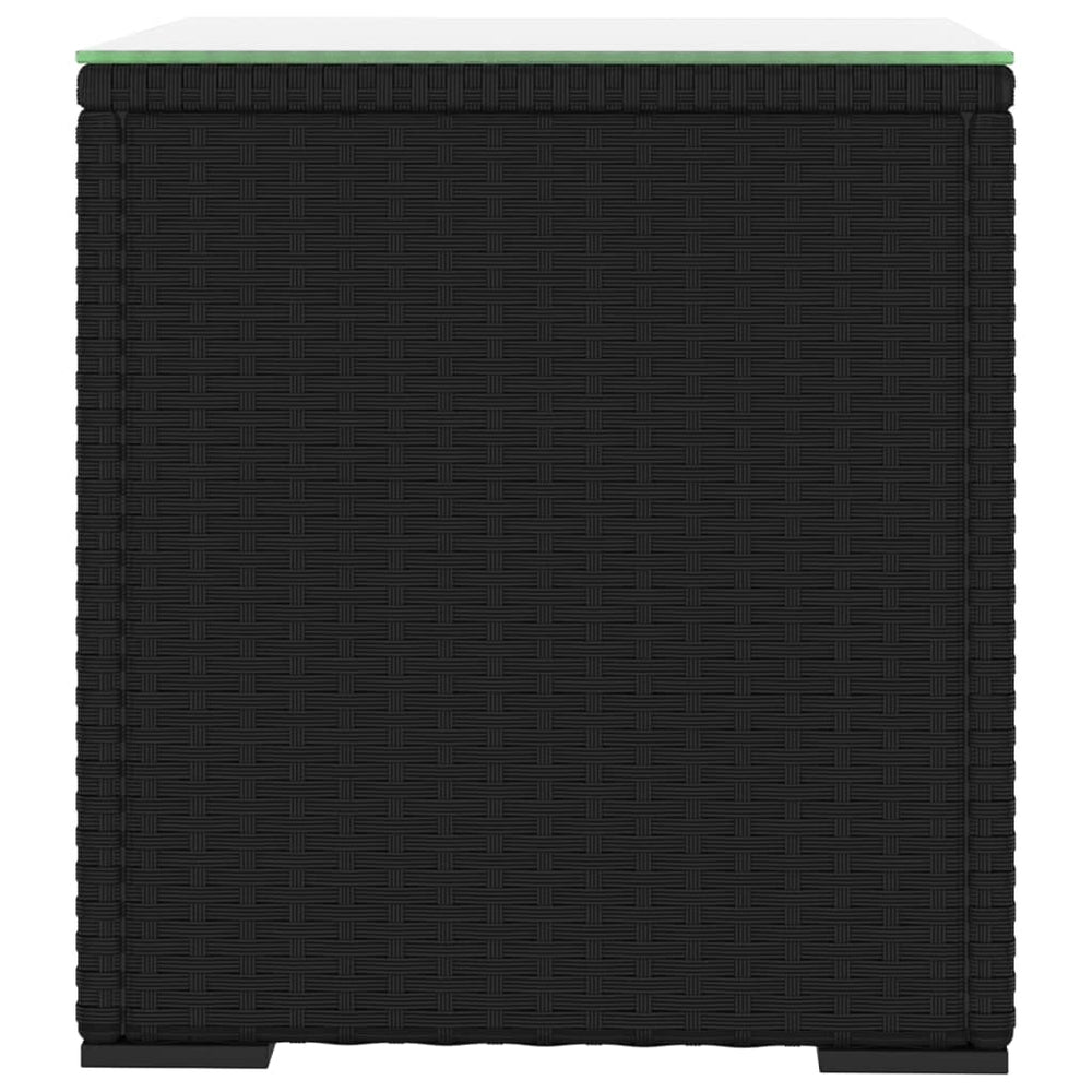 Bijzettafel 40x37x40,5 cm poly rattan en gehard glas zwart MeubelReus