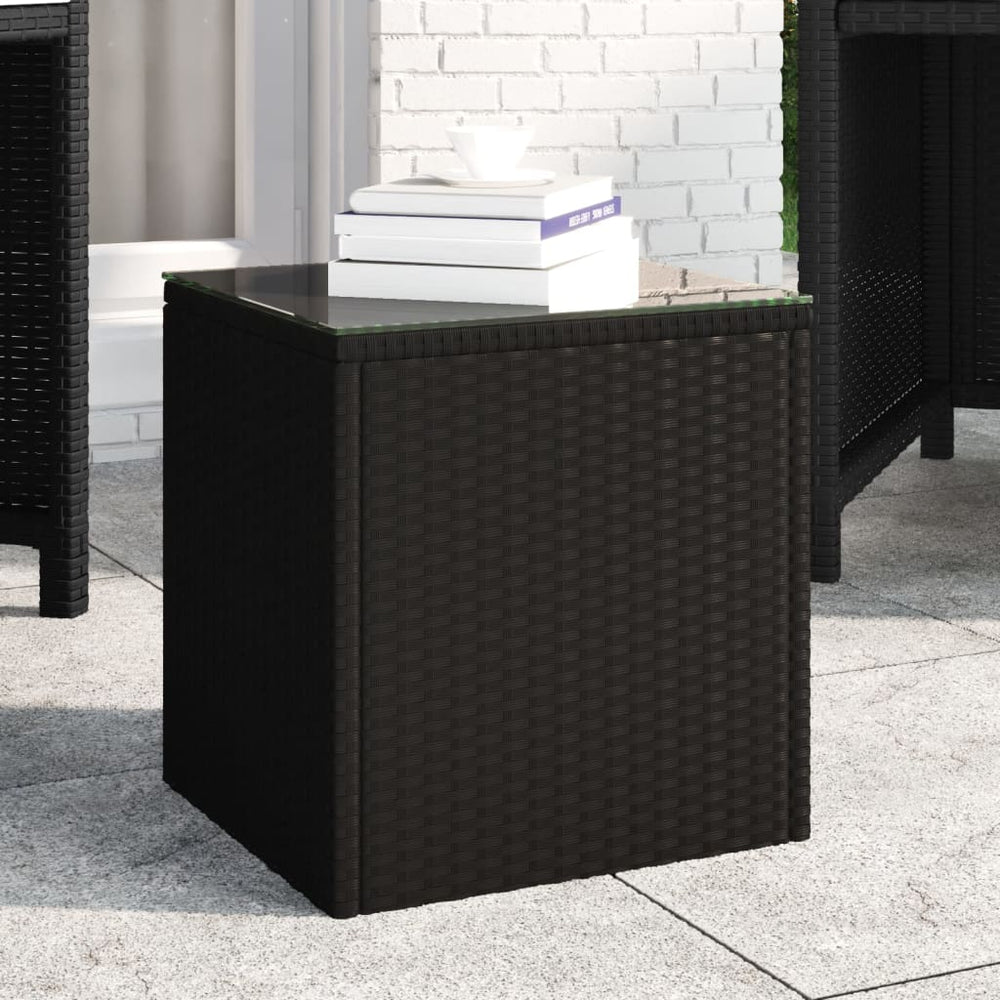 Bijzettafel 40x37x40,5 cm poly rattan en gehard glas zwart MeubelReus