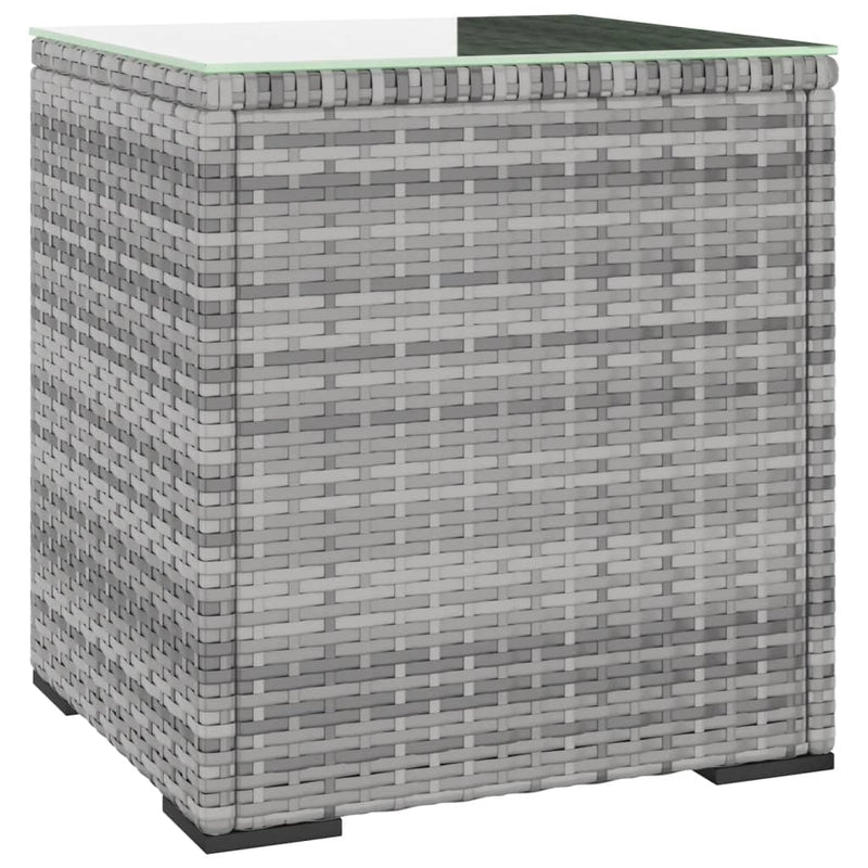 Bijzettafel 40x37x40,5 cm poly rattan en gehard glas grijs MeubelReus