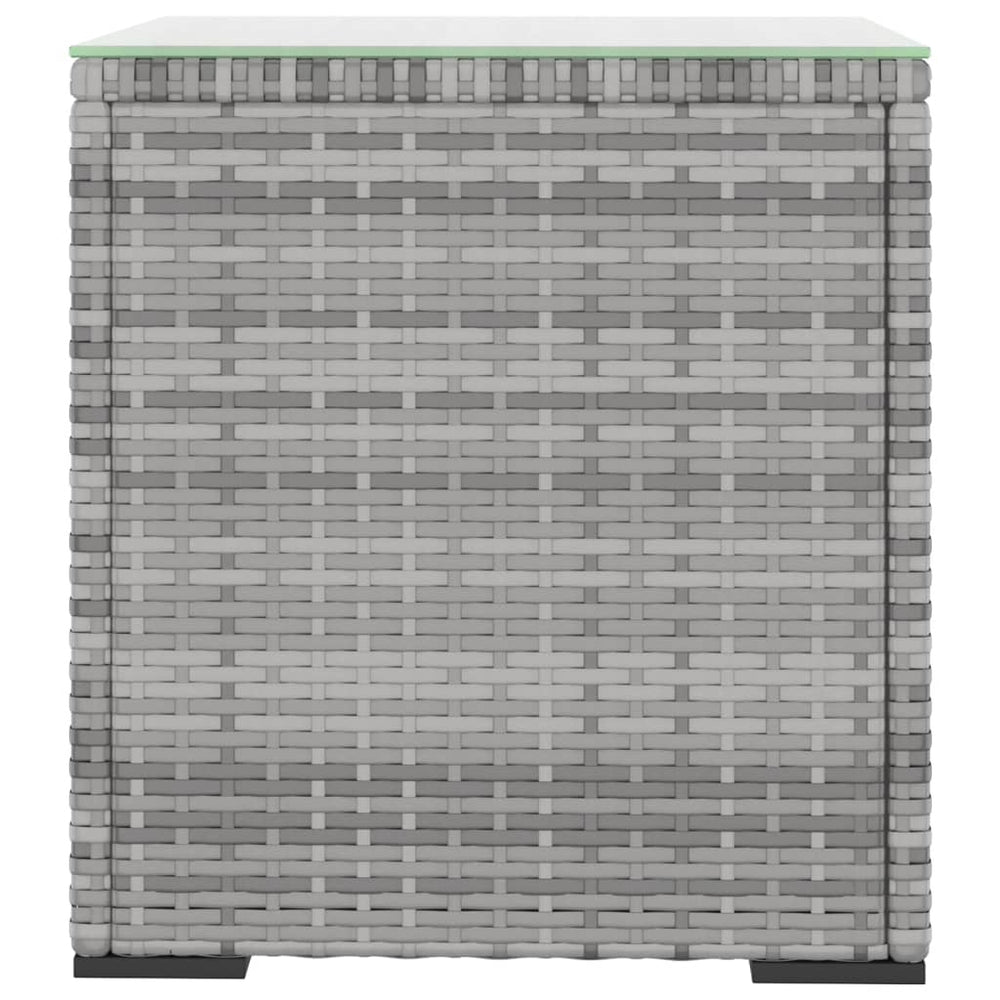Bijzettafel 40x37x40,5 cm poly rattan en gehard glas grijs MeubelReus