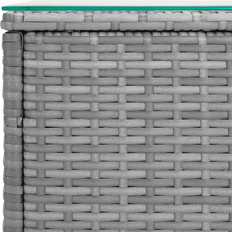 Bijzettafel 40x37x40,5 cm poly rattan en gehard glas grijs MeubelReus