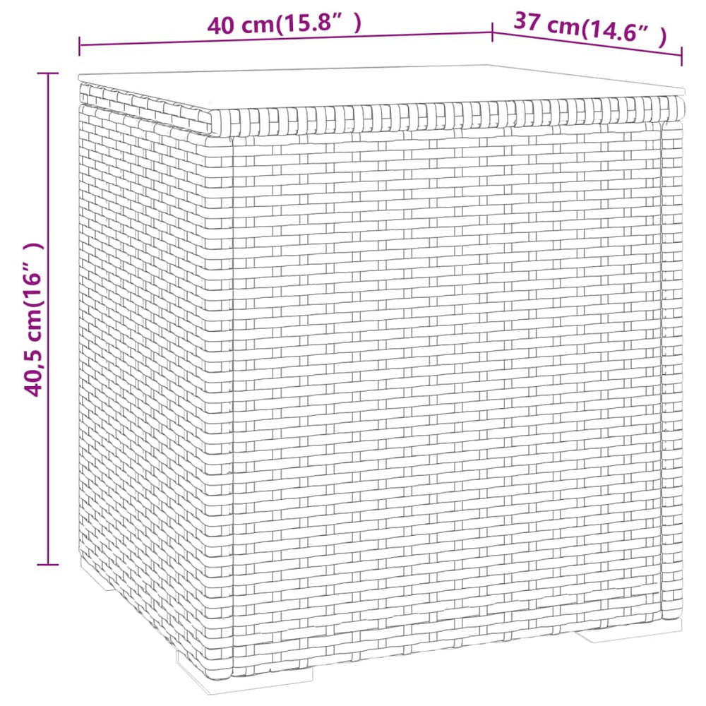Bijzettafel 40x37x40,5 cm poly rattan en gehard glas grijs MeubelReus