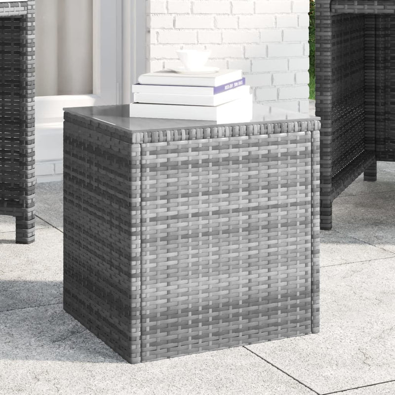 Bijzettafel 40x37x40,5 cm poly rattan en gehard glas grijs MeubelReus