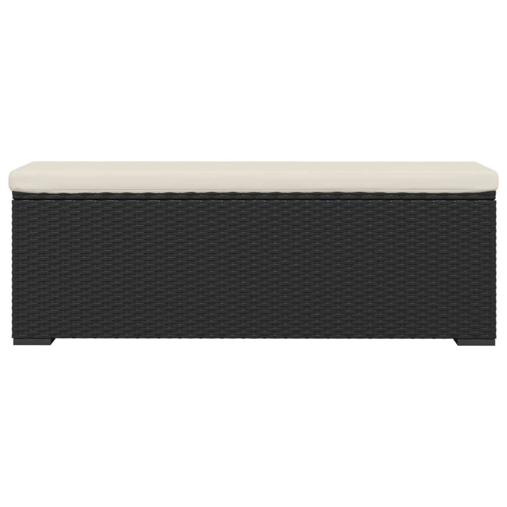 Voetenbankje met kussen 110x30x40 cm poly rattan zwart MeubelReus