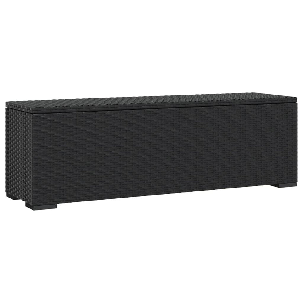 Voetenbankje met kussen 110x30x40 cm poly rattan zwart MeubelReus