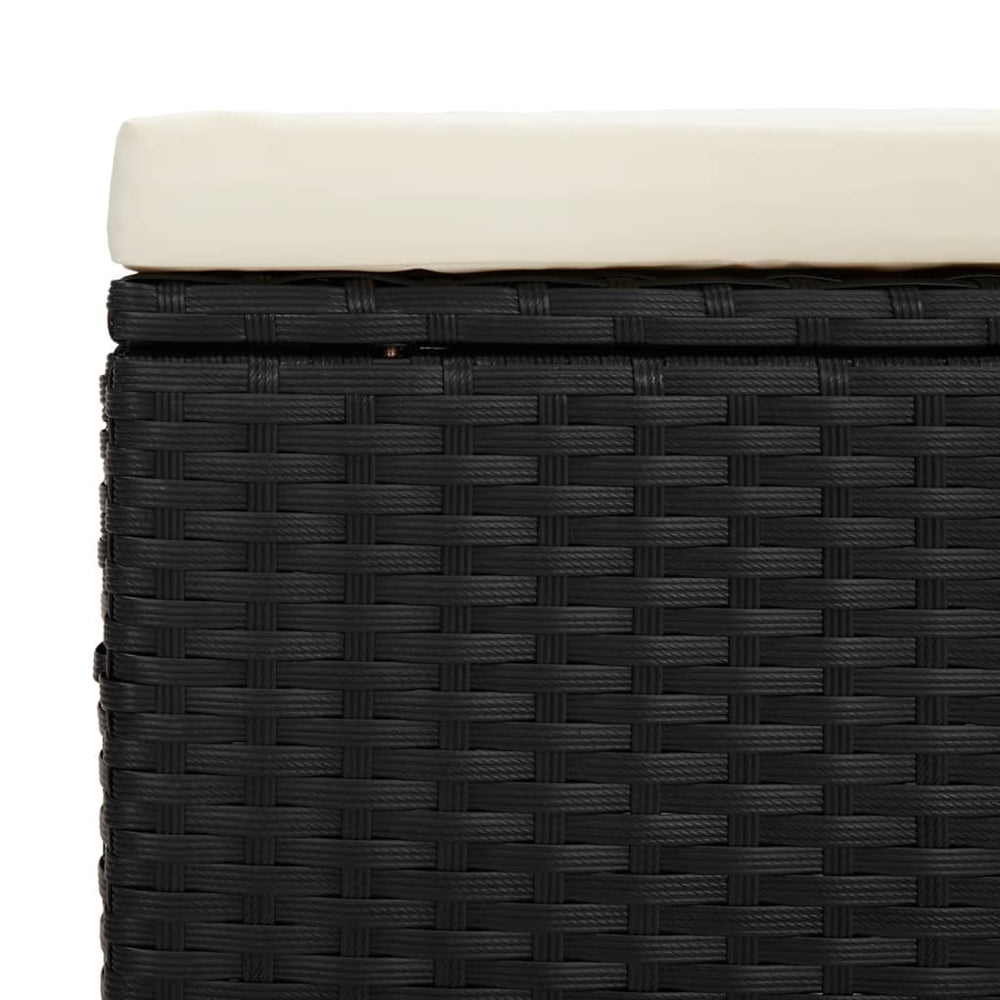 Voetenbankje met kussen 110x30x40 cm poly rattan zwart MeubelReus