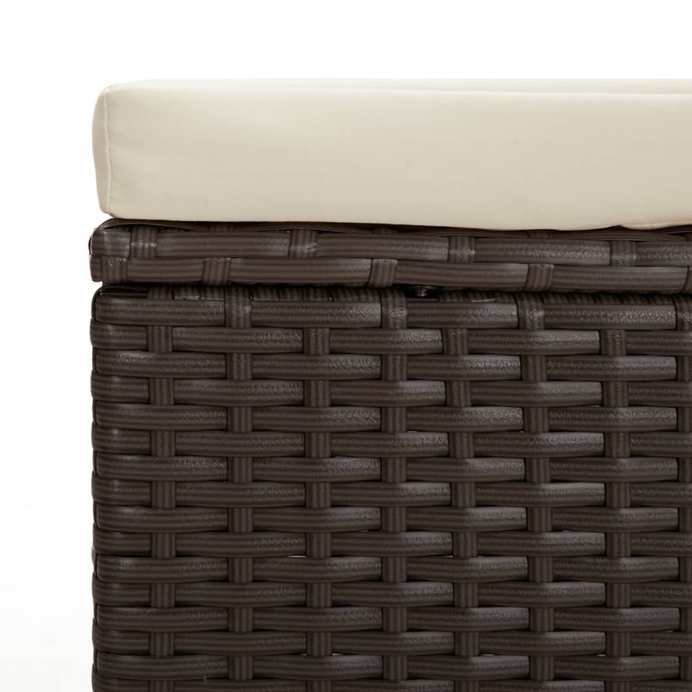 Hocker met kussen 110x30x40 cm poly rattan bruin MeubelReus
