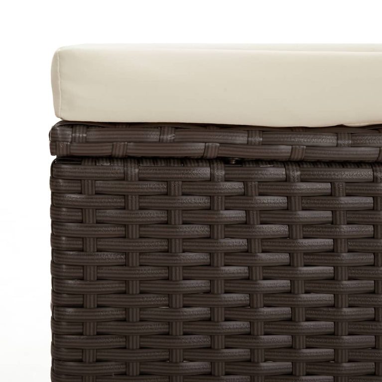 Hocker met kussen 110x30x40 cm poly rattan bruin MeubelReus