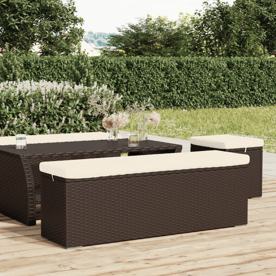 Hocker met kussen 110x30x40 cm poly rattan bruin MeubelReus