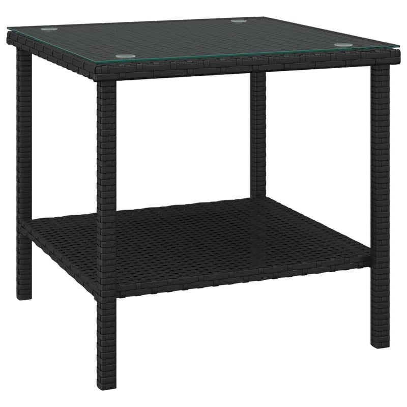 Bijzettafel 45x45x45 cm poly rattan en gehard glas zwart MeubelReus