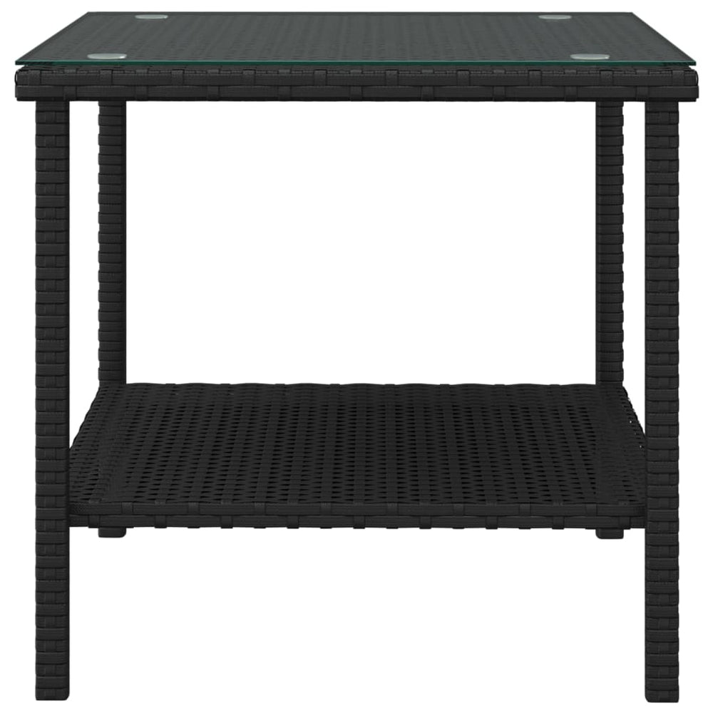 Bijzettafel 45x45x45 cm poly rattan en gehard glas zwart MeubelReus
