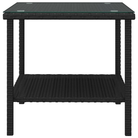 Bijzettafel 45x45x45 cm poly rattan en gehard glas zwart MeubelReus