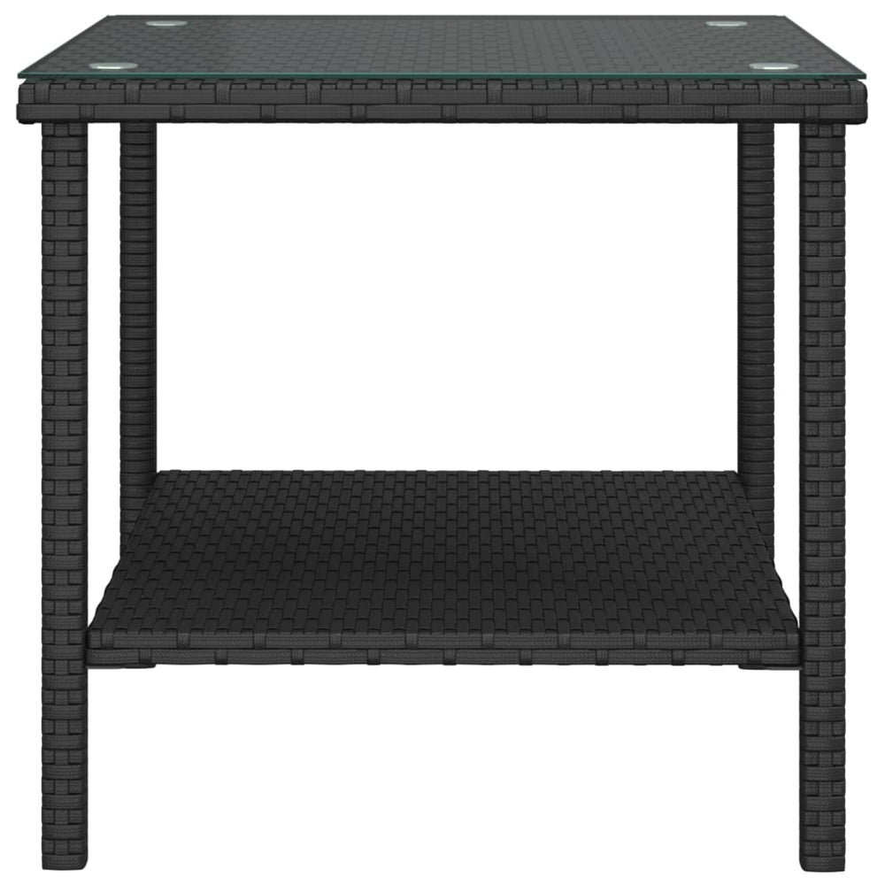 Bijzettafel 45x45x45 cm poly rattan en gehard glas zwart MeubelReus