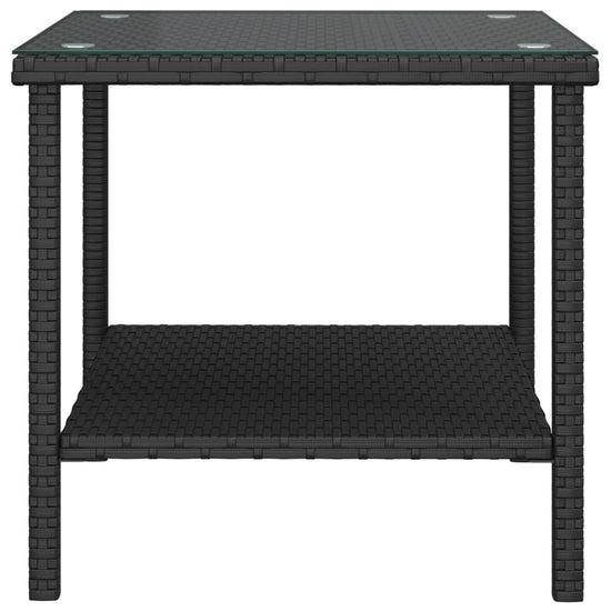 Bijzettafel 45x45x45 cm poly rattan en gehard glas zwart MeubelReus