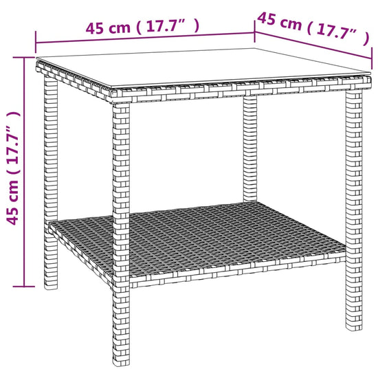 Bijzettafel 45x45x45 cm poly rattan en gehard glas zwart MeubelReus