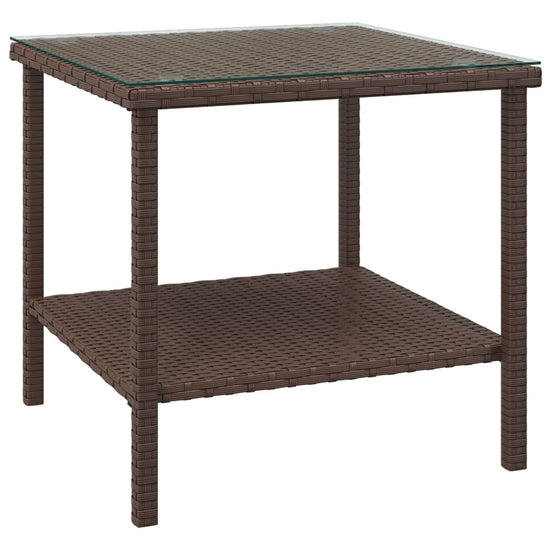 Bijzettafel 45x45x45 cm poly rattan en gehard glas bruin MeubelReus