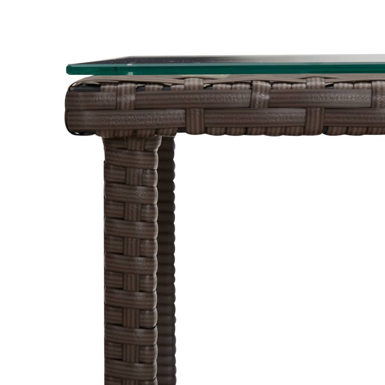 Bijzettafel 45x45x45 cm poly rattan en gehard glas bruin MeubelReus