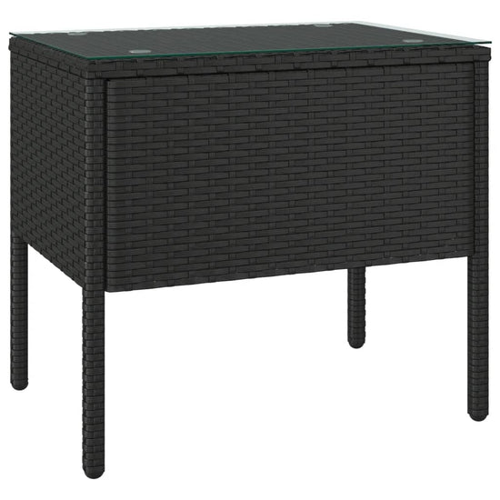 Bijzettafel 53x37x48 cm poly rattan en gehard glas zwart MeubelReus