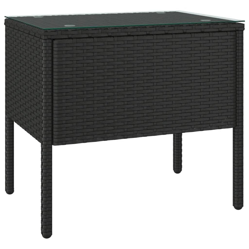 Bijzettafel 53x37x48 cm poly rattan en gehard glas zwart MeubelReus